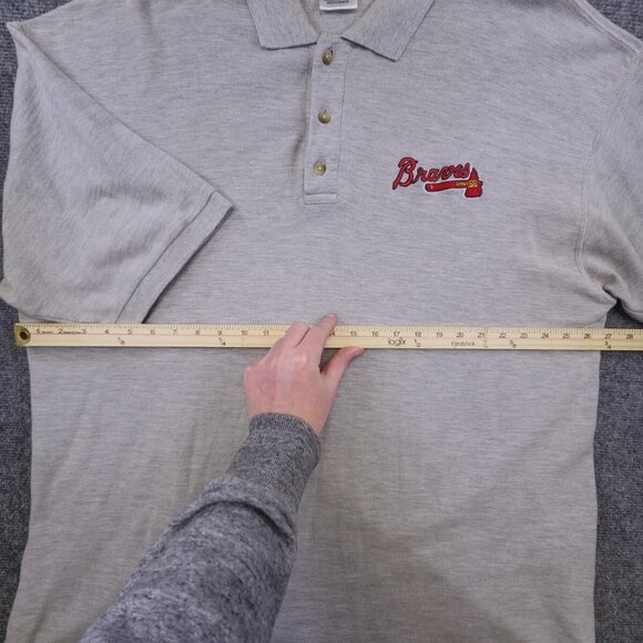 Puma Polo Shirt Braves Baseball Logo Men 2XL Light Gray Short Sleeve 100% Cotton - Picture 4 of 10